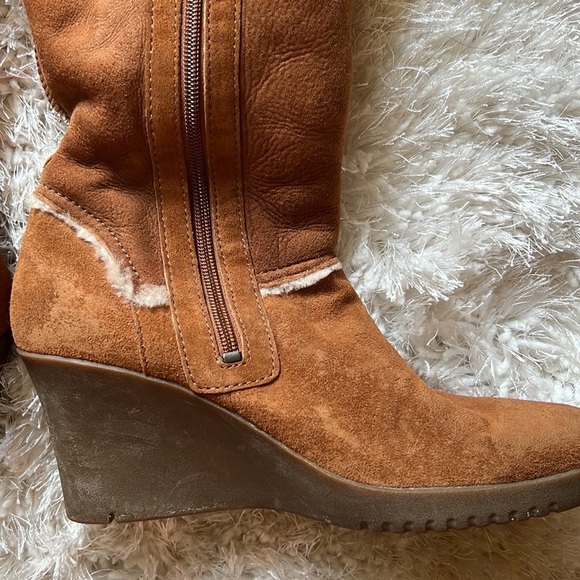 UGG Josyln fawn suede fleece lined wedge heel boots sz9 - Picture 8 of 8
